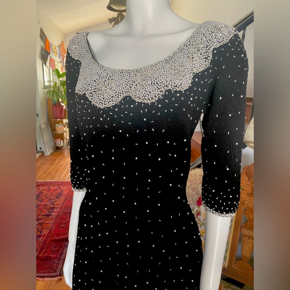 Gene Shelly Dresses Vintage 96s Gene Shelly Beaded Knit Dress